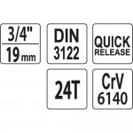 Εικόνα του Καστάνια 3/4" 24T CrV 625MM YT - 1360, υψηλής ποιότητας προϊόν για επαγγελματική χρήση