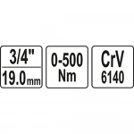 Εικόνα του Κλειδί ροπής 3/4" 0 - 500Nm YT - 07642, υψηλής ποιότητας προϊόν για επαγγελματική χρήση