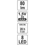 Εικόνα του Φακός 8LED 80lm YT - 08514, υψηλής ποιότητας προϊόν για επαγγελματική χρήση