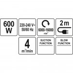 Εικόνα του Φυσητήρας 600W YATO YT - 85170, υψηλής ποιότητας προϊόν για επαγγελματική χρήση