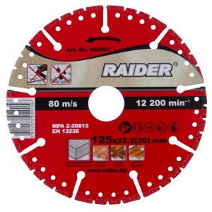 RAIDER ΔΙΣΚΟΣ ΔΙΑΜΑΝΤΕ ΠΟΛΛΑΠΛΩΝ ΥΛΙΚΩΝ 125x22.2mm RD-DD24 162203 για ΑΞΕΣΟΥΑΡ & ΑΝΑΛΩΣΙΜΑ