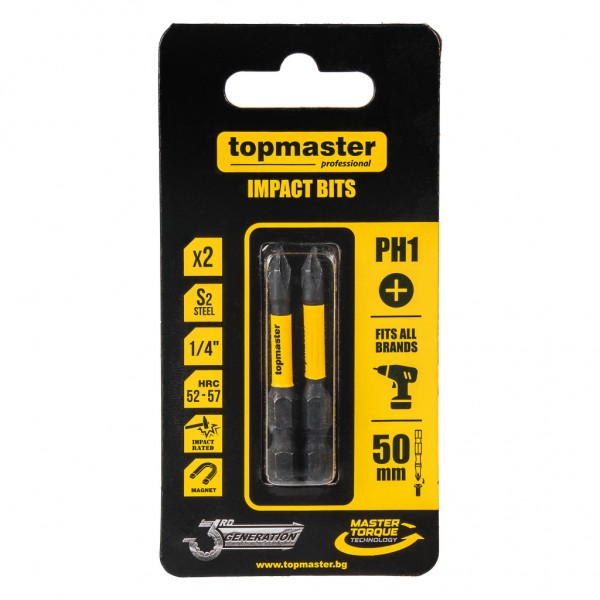 TOP MASTER ΜΥΤΕΣ ΚΑΤΣΑΒΙΔΙΟΥ IMPACT ΣΤΑΥΡΟΣ με Μέγεθος PH1 50mm 2τεμ. 338730 για ΕΡΓΑΛΕΙΑ ΧΕΙΡΟΣ