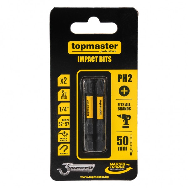 TOP MASTER ΜΥΤΕΣ ΚΑΤΣΑΒΙΔΙΟΥ IMPACT ΣΤΑΥΡΟΣ με Μέγεθος PH2 50mm 2τεμ. 338731 για ΕΡΓΑΛΕΙΑ ΧΕΙΡΟΣ