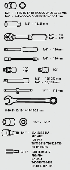 Σετ καστάνια με καρυδάκια & κλειδιά 1/2" & 1/4" 82Τ 